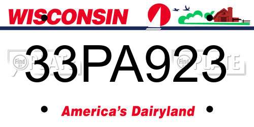 33PA923 Wisconsin License Plate