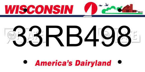 33RB498 Wisconsin License Plate