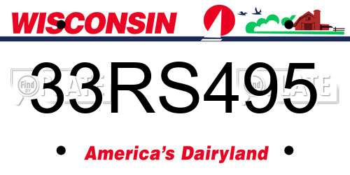 33RS495 Wisconsin License Plate