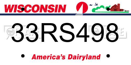 33RS498 Wisconsin License Plate