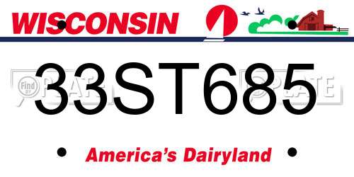 33ST685 Wisconsin License Plate