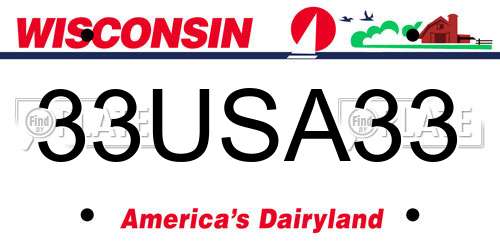 33USA33 license plate in WI state