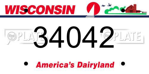 34042 Wisconsin License Plate