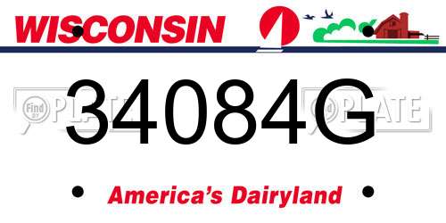 34084G Wisconsin License Plate