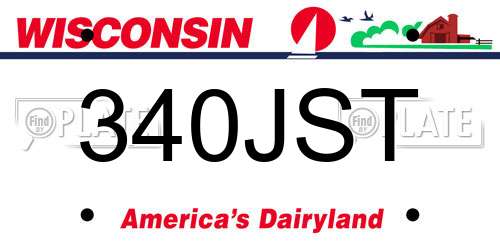 340JST Wisconsin License Plate