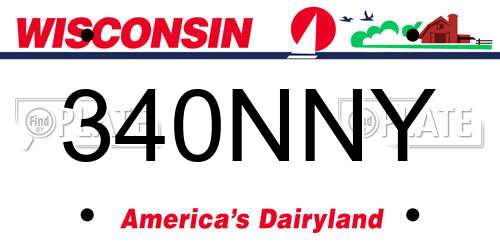 340NNY Wisconsin License Plate