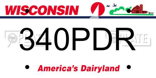 340PDR Wisconsin License Plate