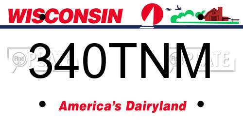 340TNM Wisconsin License Plate