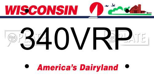 340VRP Wisconsin License Plate