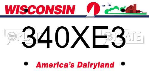 340XE3 Wisconsin License Plate