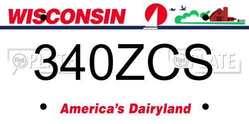340ZCS Wisconsin License Plate