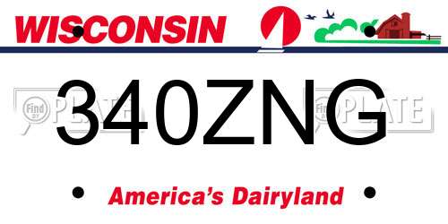 340ZNG Wisconsin License Plate