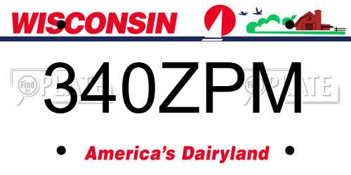 340ZPM Wisconsin License Plate