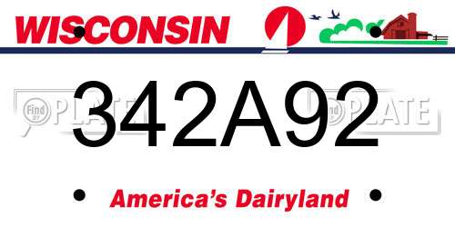 342A92 Wisconsin License Plate