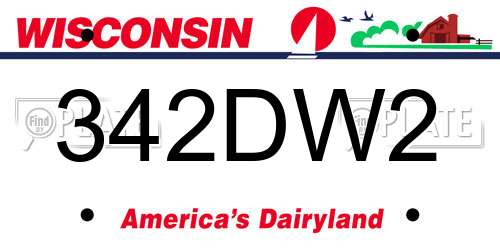 342DW2 Wisconsin License Plate