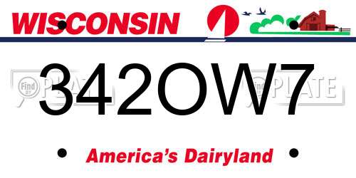 342OW7 Wisconsin License Plate