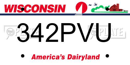 342PVU Wisconsin License Plate
