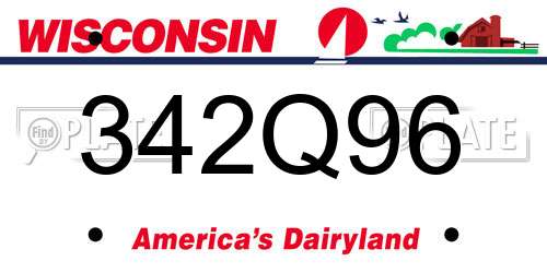 342Q96 Wisconsin License Plate