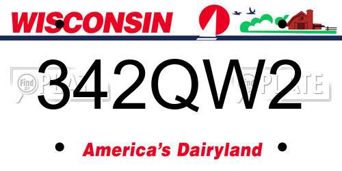 342QW2 Wisconsin License Plate