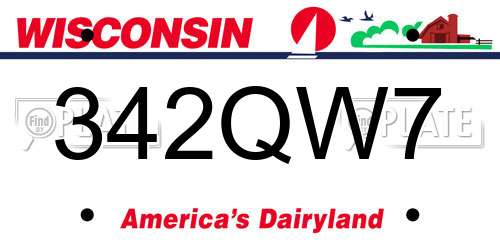 342QW7 Wisconsin License Plate