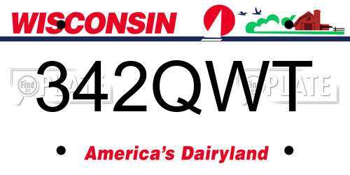 342QWT Wisconsin License Plate
