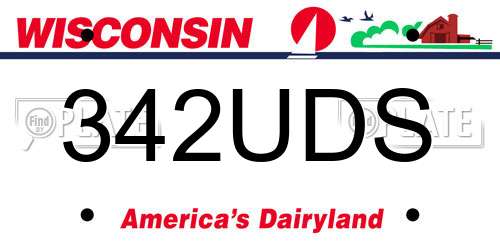 342UDS Wisconsin License Plate