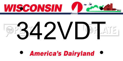 342VDT Wisconsin License Plate