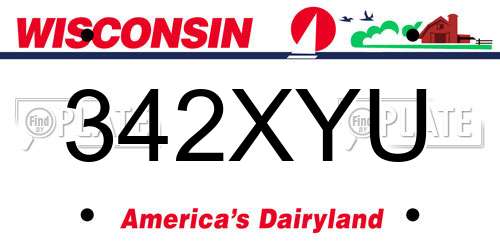 342XYU Wisconsin License Plate