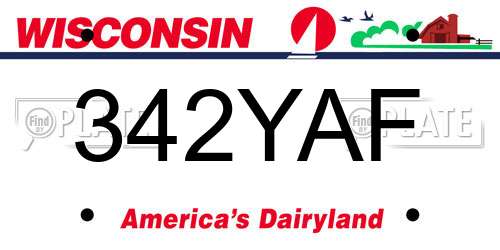 342YAF Wisconsin License Plate