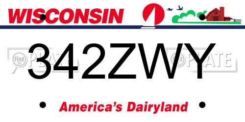 342ZWY Wisconsin License Plate