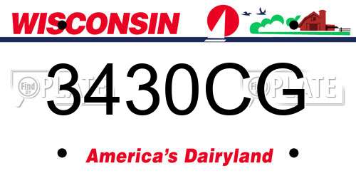 3430CG Wisconsin License Plate