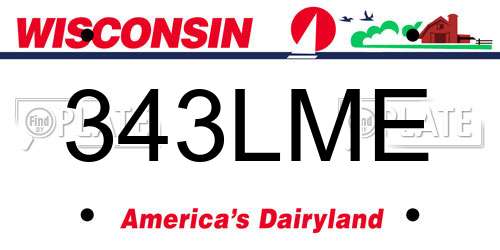 343LME Wisconsin License Plate