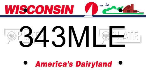 343MLE Wisconsin License Plate
