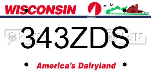 343ZDS Wisconsin License Plate