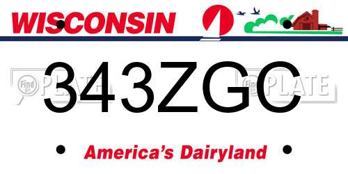 343ZGC Wisconsin License Plate