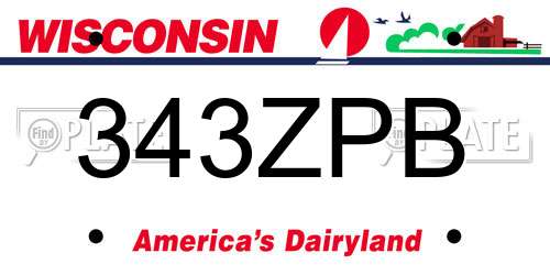 343ZPB Wisconsin License Plate