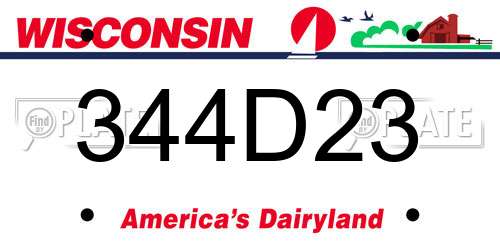 344D23 Wisconsin License Plate