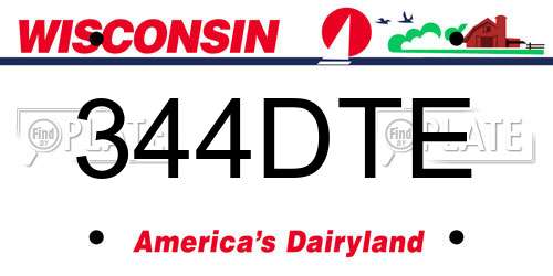 344DTE Wisconsin License Plate