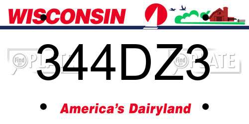 344DZ3 Wisconsin License Plate