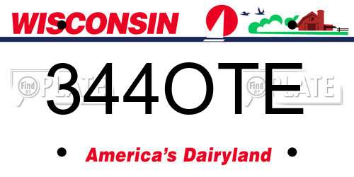 344OTE Wisconsin License Plate