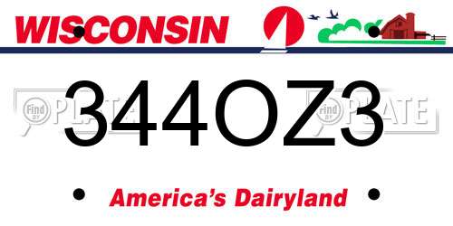 344OZ3 Wisconsin License Plate