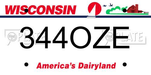 344OZE Wisconsin License Plate