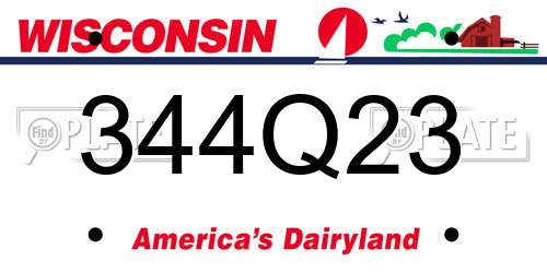 344Q23 Wisconsin License Plate