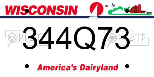 344Q73 Wisconsin License Plate