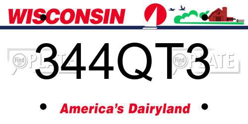 344QT3 Wisconsin License Plate