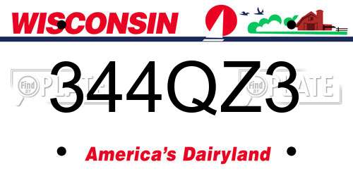 344QZ3 Wisconsin License Plate
