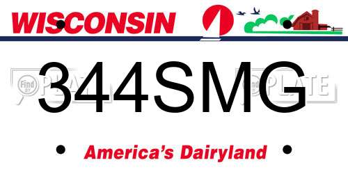 344SMG Wisconsin License Plate