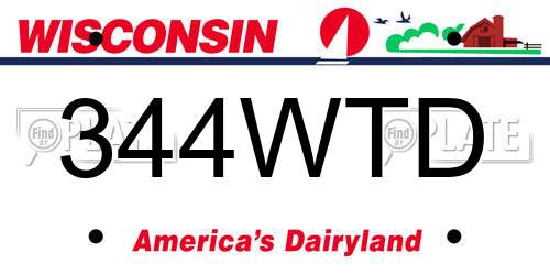 344WTD Wisconsin License Plate