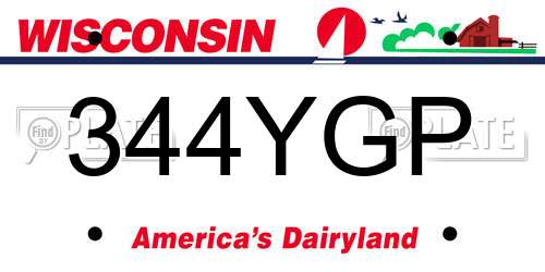 344YGP Wisconsin License Plate