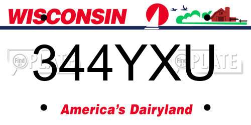 344YXU Wisconsin License Plate